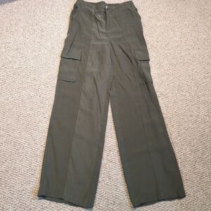 Autres Filles Pants Trousers Womens XS Green Wide Leg Cargo Pockets